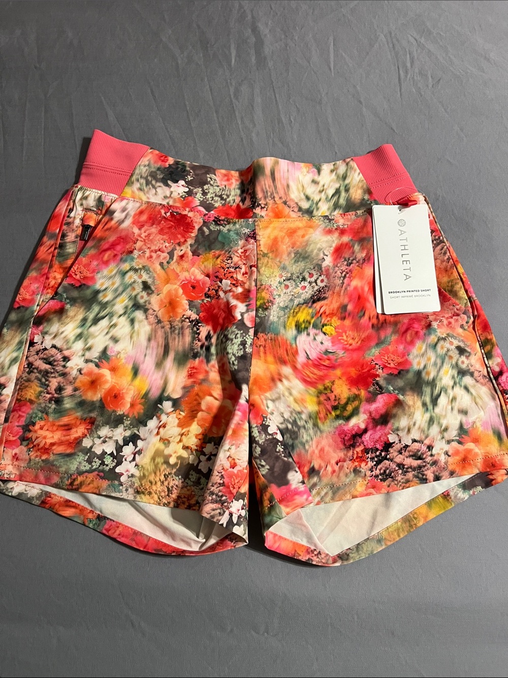 Athleta Pink Coral Floral Athletic Shorts